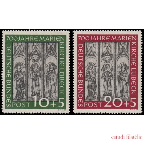 Alemania Federal Germany 25/26 1952 700 años catedral Marienkirche Lübeck MH