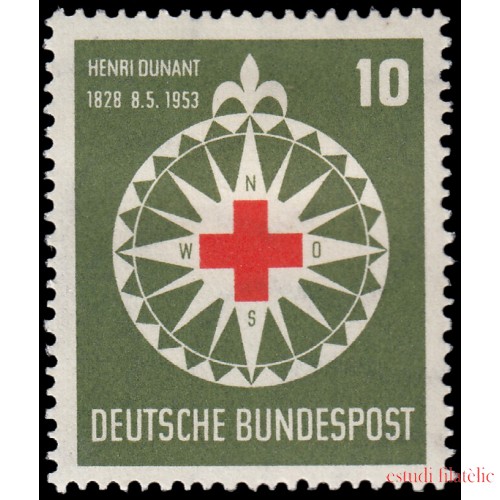 Alemania Federal Germany 50 1953 125 aniv. del nacimiento de Henri Dunant fundador de la Cruz Roja MH