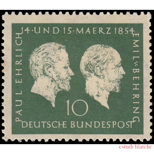 Alemania Federal Germany 73 1954 Centenario del nacimiento de Paul Ehrlich y Emil von Behring MH