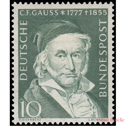 Alemania Federal Germany 80 1955  Centenario de la muerte del astrónomo y matemático Carl Friedrich Gauss (1777-1855) MH