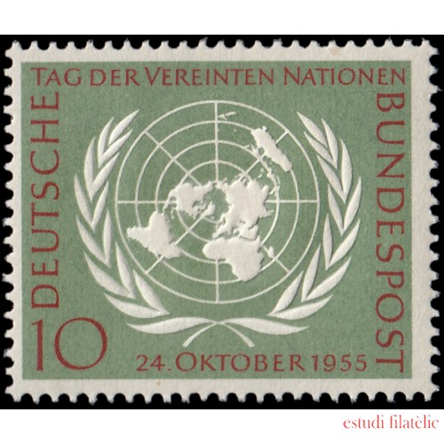 Alemania Federal Germany 97 1955 10 años de las Naciones Unidas ONU Emblema MH