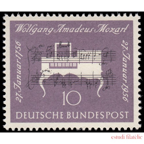 Alemania Federal Germany 105 1956 Bicentenario del nacimiento de Mozart MH