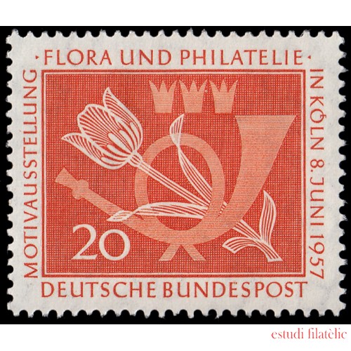 Alemania Federal Germany 133 1957 Posthorn, tulipán, 3 coronas Escudo de armas de la ciudad de Colog MH