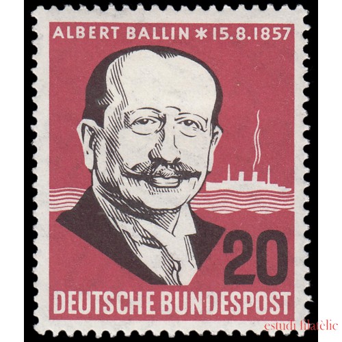 Alemania Federal Germany 138 1957 Albert Ballin y el barco de vapor MH