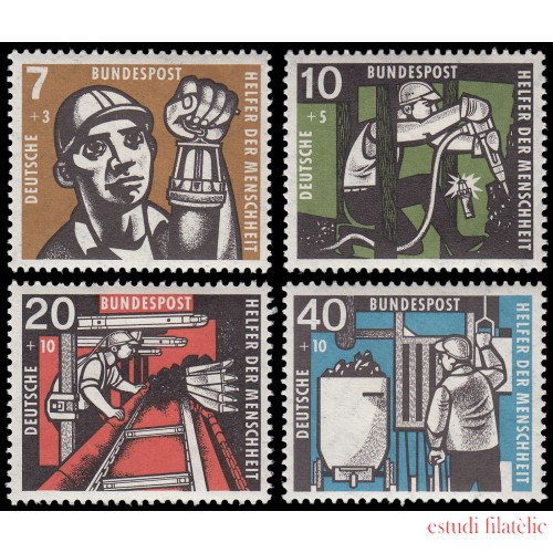 Alemania Federal Germany 142/45 1957 Bienestar: Minería de carbón Homenaje a los mineros MH