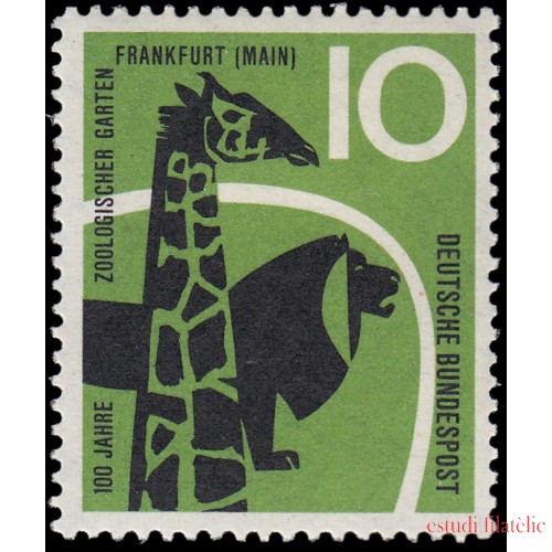 Alemania Federal Germany 159 1958 Centenario del zoo de Frankfurt Jirafa y león MH