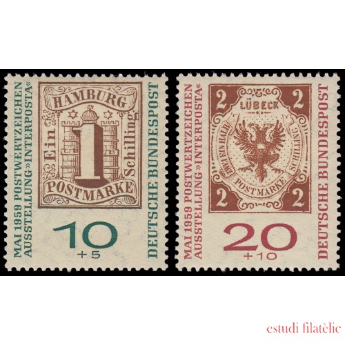 Alemania Federal Germany 181/82 1959 Exposición filatélica internacional Interposta 59 MH