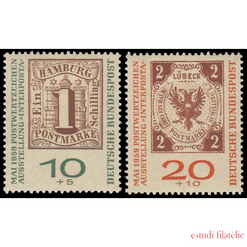 Alemania Federal Germany 183/84 1959 Exposición filatélica INTERPOSTA, 2ª edición MH