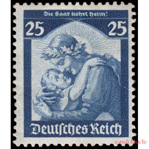 Alemania Imperio Germany 527 1935 Retorno de El Sarre a la madre Alemania MH