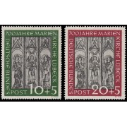 Alemania Federal Germany 25/26 1952 700 años catedral Marienkirche Lübeck MNH