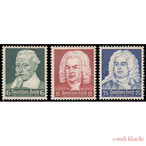 Alemania Imperio Germany 532/34 1935 Aniversarios Schutz, Bach, Haendel MNH