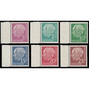 Alemania Federal Germany 64/69A 1953-54 Primer presidente de Alemania federal Theodor Heuss Serie papel fluorescente MNH