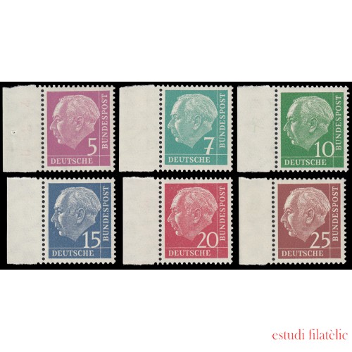 Alemania Federal Germany 64/69A 1953-54 Primer presidente de Alemania federal Theodor Heuss Serie papel fluorescente MNH