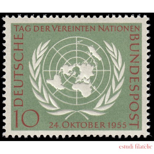 Alemania Federal Germany 97 1955 10 años de las Naciones Unidas ONU Emblema MNH