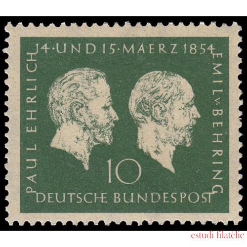 Alemania Federal Germany 73 1954 Centenario del nacimiento de Paul Ehrlich y Emil von Behring MNH