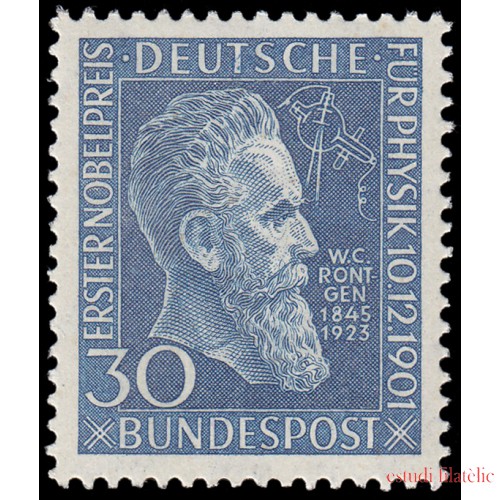 Alemania Federal Germany 33 1951 50 aniv. del Premio Nobel de Wilhelm Röntgen MNH