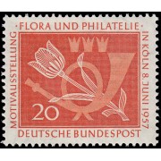 Alemania Federal Germany 133 1957 Posthorn, tulipán, 3 coronas Escudo de armas de la ciudad de Colog MNH