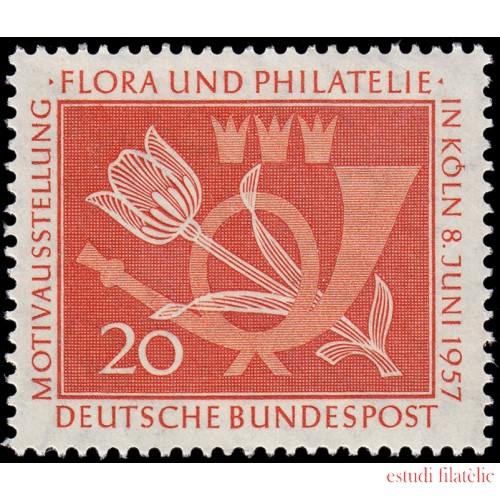 Alemania Federal Germany 133 1957 Posthorn, tulipán, 3 coronas Escudo de armas de la ciudad de Colog MNH