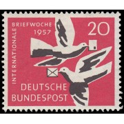 Alemania Federal Germany 148 1957 Semana Internacional de Escritura de Cartas, palomas mensajeras MNH