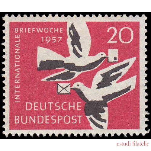 Alemania Federal Germany 148 1957 Semana Internacional de Escritura de Cartas, palomas mensajeras MNH