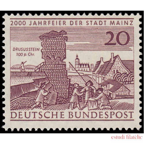 Alemania Federal Germany 247 1962 Druso (100 d. C.), extracto del antiguo paisaje urbano de Maguncia MNH