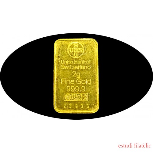 Lingote Ingot 2 gramos oro puro 999,9 Oro Gold UBS