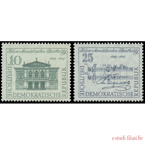 Alemania Oriental 391/92 1959 150 aniversario del nacimiento de Felix Mendelssohn Bartholdy MNH