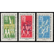 Alemania Oriental 668/70 1963 Festival nacional de gimnasia y deporte en Leipzig MNH