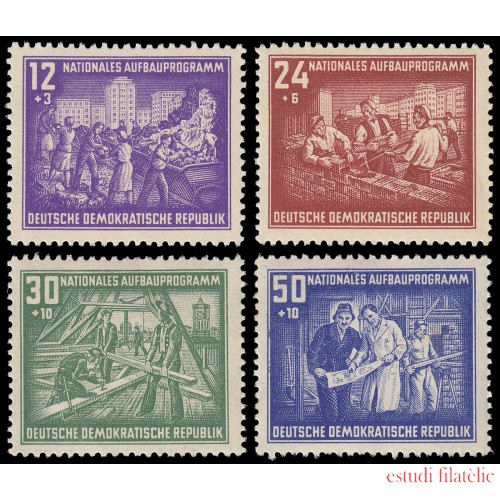 Alemania Oriental 55/58 1952 Propaganda de reconstrucción nacional MNH