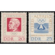 Alemania Oriental 646/47 1963 Centenario del nacimiento de Pierre de Coubertin renovador de los Juegos Olímpicos MNH