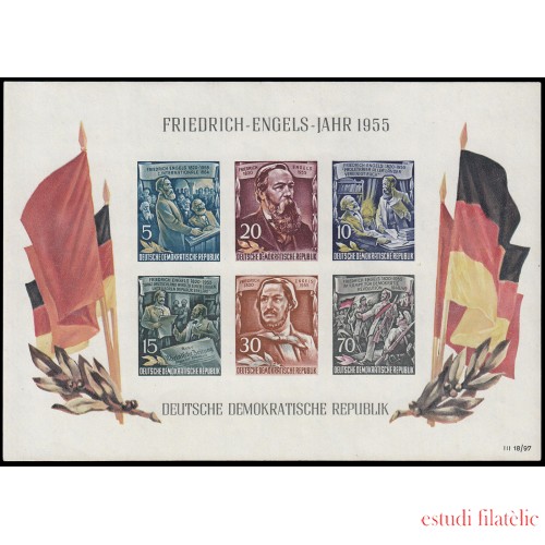 Alemania Oriental Germany  HB 7 1955 135 Aniversario de Federico Engels MNH