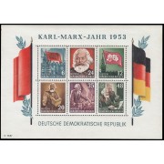 Alemania Oriental Germany HB 2 1953 70 Aniversario de la muerte de Karl Marx MNH