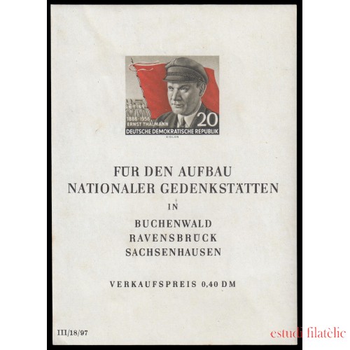 Alemania Oriental Germany HB 8 1956 70 aniv. del nacimiento de Ernst Thalmann