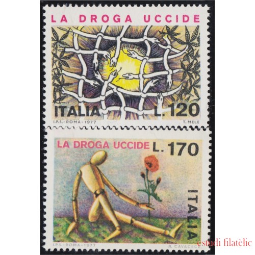 Italia Italy 1292/93 1977 Campaña contra las drogas MNH