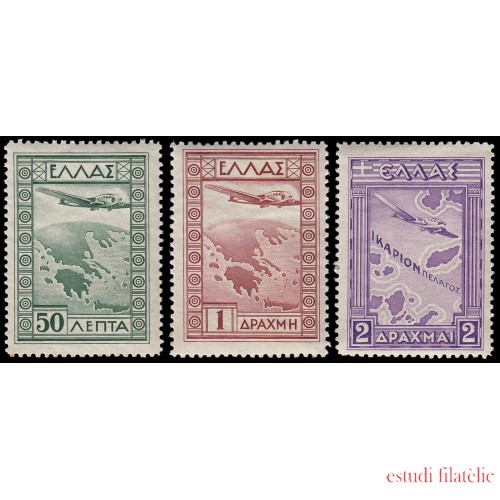 Grecia Greece A 15/17 1933 Avión sobre Grecia MNH