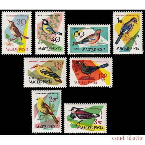 Hungría Hungary 1478/85 1961 Pájaros del bosque y el campo MNH