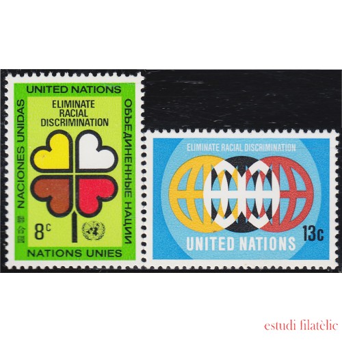 Naciones Unidas New York 213/14 1971 Año internacional contra la discriminación racial Corazones Símbolo de globo MNH