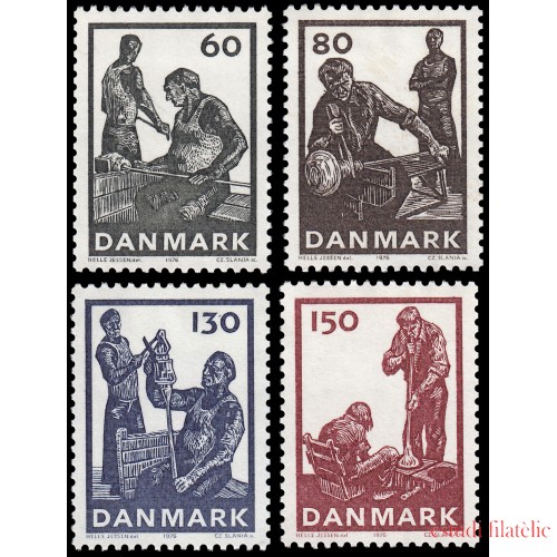 Dinamarca  Denmark 632/35 1976 Industria del vidrio en Dinamarca MNH