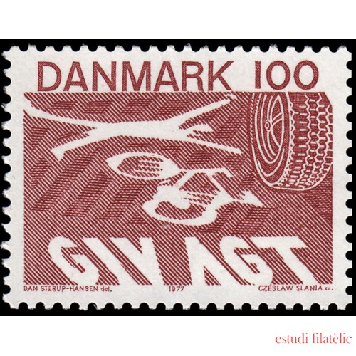 Dinamarca Denmark 638 1977 Nuevo código de circulación MNH