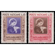 Vaticano 174/75 1953 50º Aniv. del martirio de Sta. Mª Goretti MNH