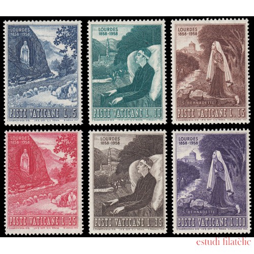 Vaticano 251/56 1958 Centenario de las apariciones de Lourdes MNH