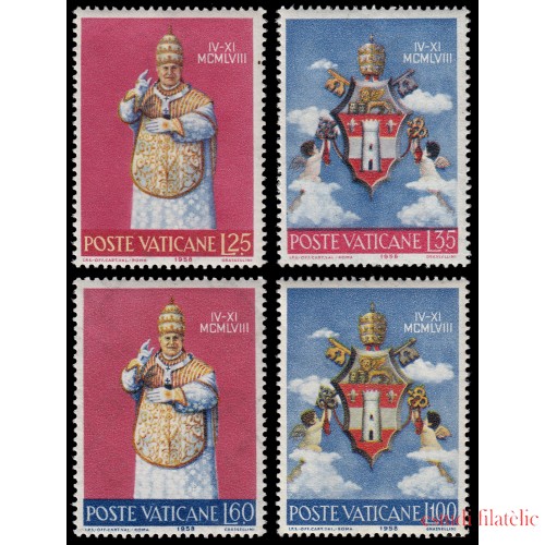 REL/S Vaticano 268/71  1959  Coronación de Juan XXIII Escudo MNH