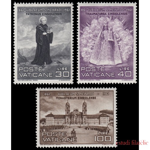 Vaticano 316/18 1961 1100 aniv. de la muerte de St. Meinrad MNH