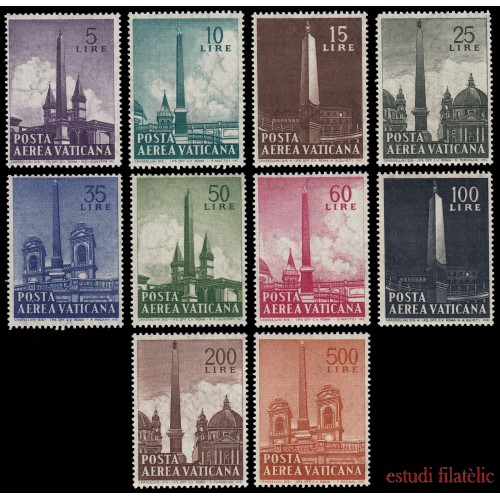 Vaticano Aéreo 35/44 1959  Serie Obeliscos MNH