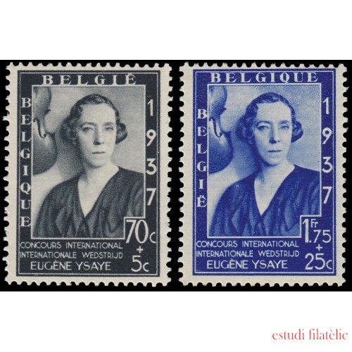 Bélgica 456/57 1937 Concurso inter. de música Eugène Ysaye Reina Elisabeth MH