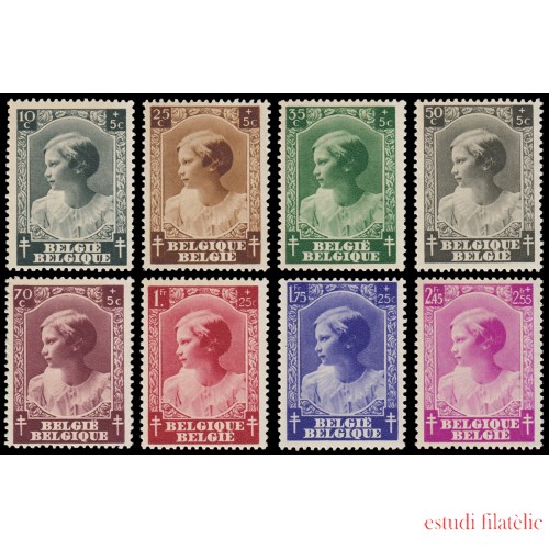 TEN/S Bélgica 458/65 1937 Obras antituberculosis Efigie princesa Joséphine-Charlote MNH