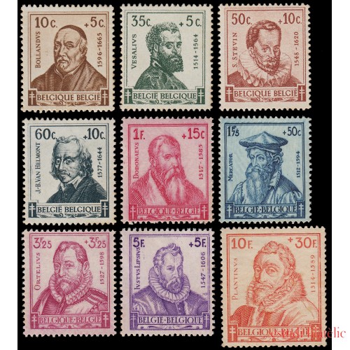 Bélgica 593/01 1942 Obras antituberculosis Académicos MNH