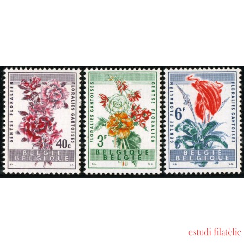 FL3/S Bélgica 1122/24 1960 Florales de Gante Flora MNH