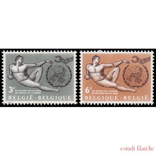 Bélgica 1231/32 1962 Derechos del hombre Fragmento de la creación de Miguel Angel MNH