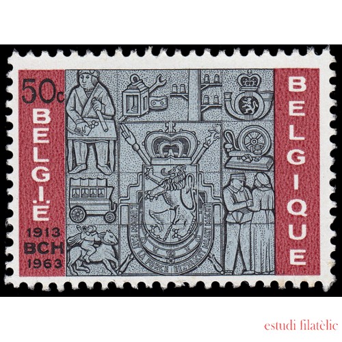 Bélgica 1271 1963 50º Aniv. ofiicina cheques postales Bajorelieve MNH